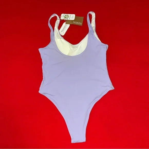 One-Piece Swimsuit Solid Ribbed in Light Purple size Small from Berlook. - Picture 2 of 4
